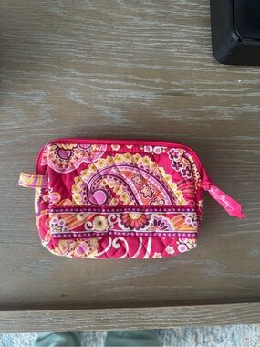 Vera Bradley Pink Paisley Quilted Zip Cosmetic Pouch